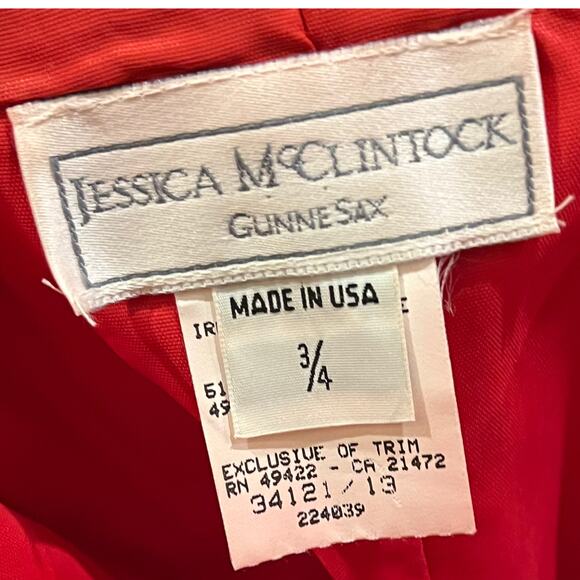 Jessica McClintock Gunne Sax Red Strapless Mini Dress with Gold Lace - Size 3/4 - Picture 6 of 16